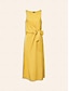 preiswerte Casual Kleider-Solid Tie Front Crewneck Midi Dress