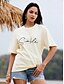 economico T-shirts-Per donna maglietta 100% cotone Stampa Informale Fine settimana Essenziale Manica corta Rotonda Nero