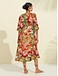 billige Print Dresses-Print Floral V Neck Midi Dress