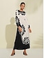 economico Print Dresses-Satin Floral Print Maxi Dress
