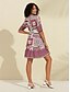 abordables Print Dresses-Geometric Floral V Neck Mini Dress