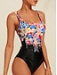 economico Un pezzo-Floral Print Square Bathing Suit Swimsuit