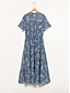 billige Sale-Elegant Floral High Neck Midi Dress