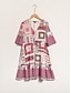preiswerte Print Dresses-Geometric Floral V Neck Mini Dress