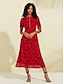 preiswerte Print Dresses-Elegant Floral Print Puff Sleeve Midi Dress