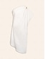 billige Minikjoler-Solid Shirred One Shoulder Knee Length Dress