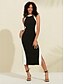 abordables Vestidos casuales-Brand Sleeveless Contrast Material Midi Dress