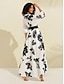 cheap Print Dresses-Ador Floral V Neck Belted Maxi Dress