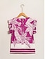 baratos Blouses-Tropical Print Shirt