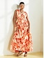 baratos Print Dresses-Cotton Floral Maxi Dress Resort Wear