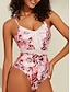 billige One-pieces-Triangle Lace Print Ring Swimwear
