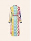 abordables Print Dresses-Print Long Sleeve Midi Shirt Dress