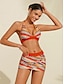 billige Bikini-Embroidery Stripe Longline Bikini Swimsuit Set