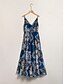 baratos Print Dresses-Spaghetti Strap Tassel Hem Maxi Dress