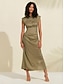 preiswerte Casual Kleider-Shirred Sleeveless Casual Dress