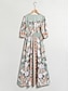 abordables Print Dresses-Satin Floral Elastic Maxi Dress