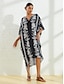 baratos Print Dresses-Tropical Print Satin Midi Dress