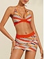 baratos Bikini-Embroidery Stripe Longline Bikini Swimsuit