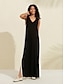 cheap Jumpsuits-Modal Contrasting Colors Sleeveless Wide-leg Jumpsuit