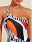 cheap One-Pieces-One Shoulder Geometric Swimsuit