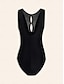 cheap One Pieces-Solid Hole Detail Swimsuit