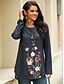 cheap T-Shirts-Women&#039;s Tunic Floral Long Sleeve Print Round Neck Vintage Tops Loose Blue Green Black