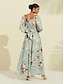 baratos Print Dresses-Satin Floral Lace Up Maxi Dress