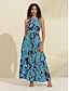 preiswerte Print Dresses-Floral Ruffle Chiffon Maxi Dress