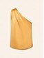 billige Blouses-Satin Shirred One Shoulder Top