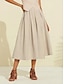 cheap Skirts-Linen Clean Fit Midi Skirt
