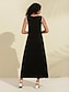 billige Maxi-kjoler-Contrasting V Neck Knit A Line Dress