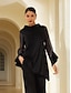 baratos Blouses-High Neck Modal Blouse with Flare Cuffs
