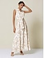 baratos Print Dresses-Sleeveless Belted Maxi Shirt Dress