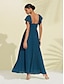 baratos Vestidos Casuais-Solid Pleated Sweetheart Maxi Dress
