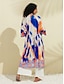 preiswerte Blouses-Satin Geometric Loose Kimonos Shirt