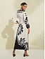 baratos Print Dresses-Elegant Satin Floral Maxi Dress