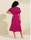 economico Print Dresses-Empire Waist Deep V Midi Dress