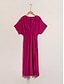 abordables Print Dresses-Empire Waist Deep V Midi Dress