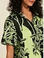 billige Blouses-Satin Floral Print Puff Sleeve Shirt