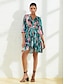baratos Print Dresses-Sweet Print Wrap Dress Knee Length