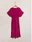 billige Print Dresses-Empire Waist Deep V Midi Dress