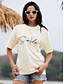 abordables T-shirts-Mujer Camiseta Algodón 100% Algodón Margarita Casual Fin de semana Estampado Negro Manga Corta Básico Escote Redondo