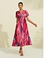 billige Sale-Brand Shading Print V Neck Midi Dress