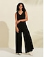 cheap Jumpsuits-Modal Contrasting Colors Sleeveless Wide-leg Jumpsuit