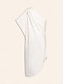 billige Minikjoler-Solid Shirred One Shoulder Knee Length Dress