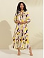economico Print Dresses-Satin Color Block Maxi Dress