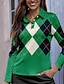preiswerte Polo Top-Golf Polo Shirt für Frauen in Grün  langärmlig  mit UV Schutz und Karomuster für den Herbst Winter  Damen Golfbekleidung  Outfit für den Golfsport