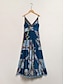 baratos Print Dresses-Spaghetti Strap Tassel Hem Maxi Dress