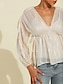billige Blouses-Striped Plaid Drawstring Bolero Shirt