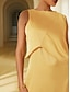 billige Uformelle kjoler-Elegant Satin Asymmetric Maxi Dress
